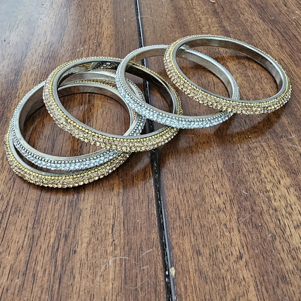 Set of 5 gold & silver bracelets